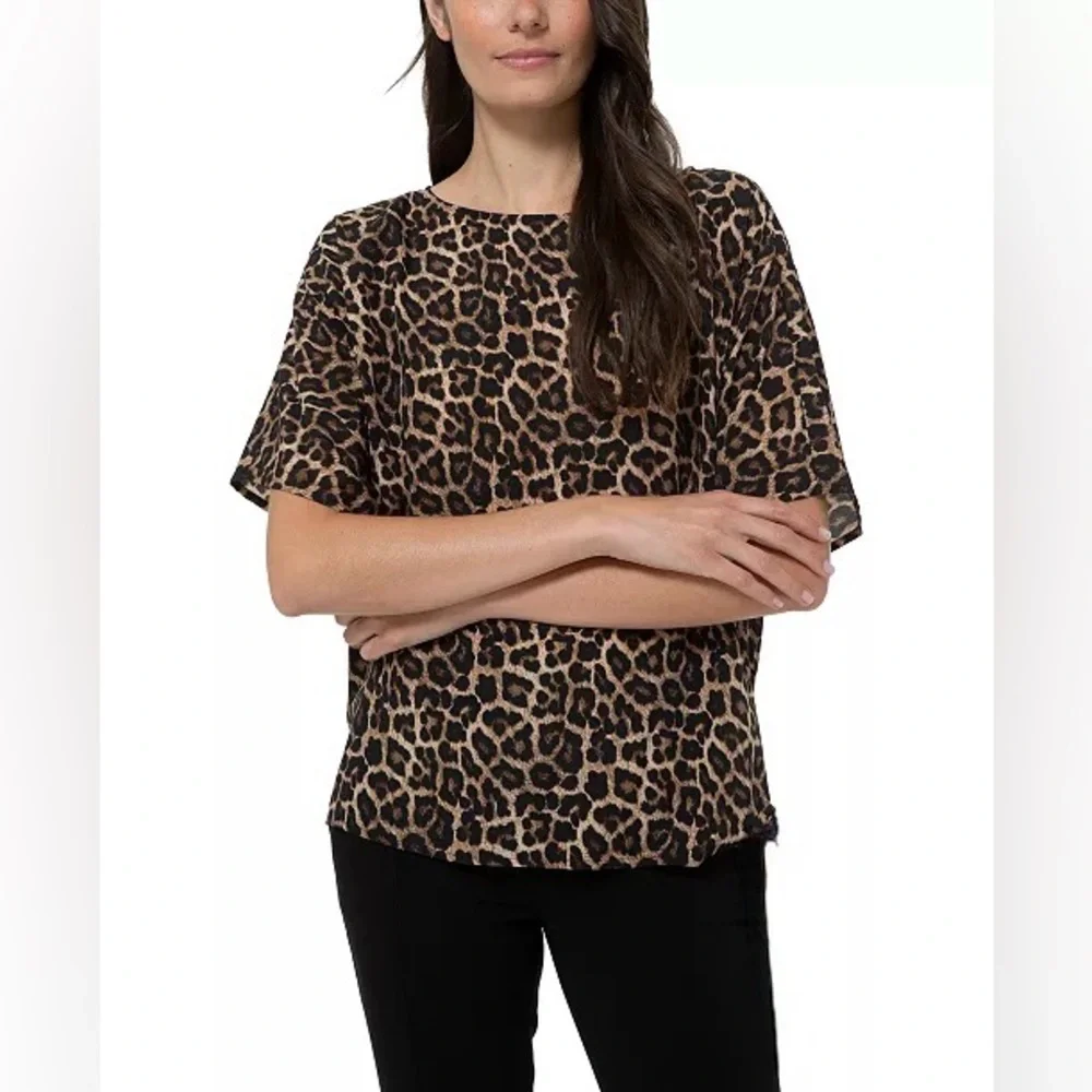 MICHAEL Michael Kors Satin leopard animal print blouse size 10